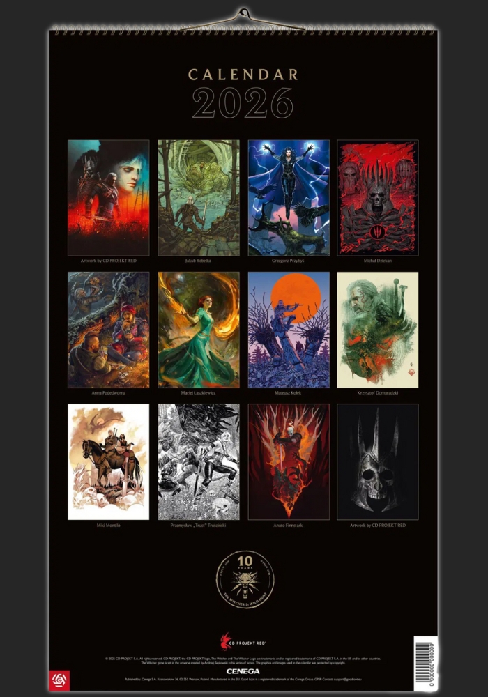 Zaklínač 3 Divoký hon - The Witcher 10th Anniversary Kalendář 2026