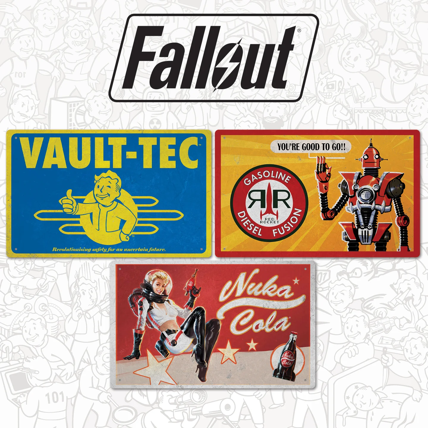 Fallout - 3x Set Plechových Cedulí [FaNaTtiK]